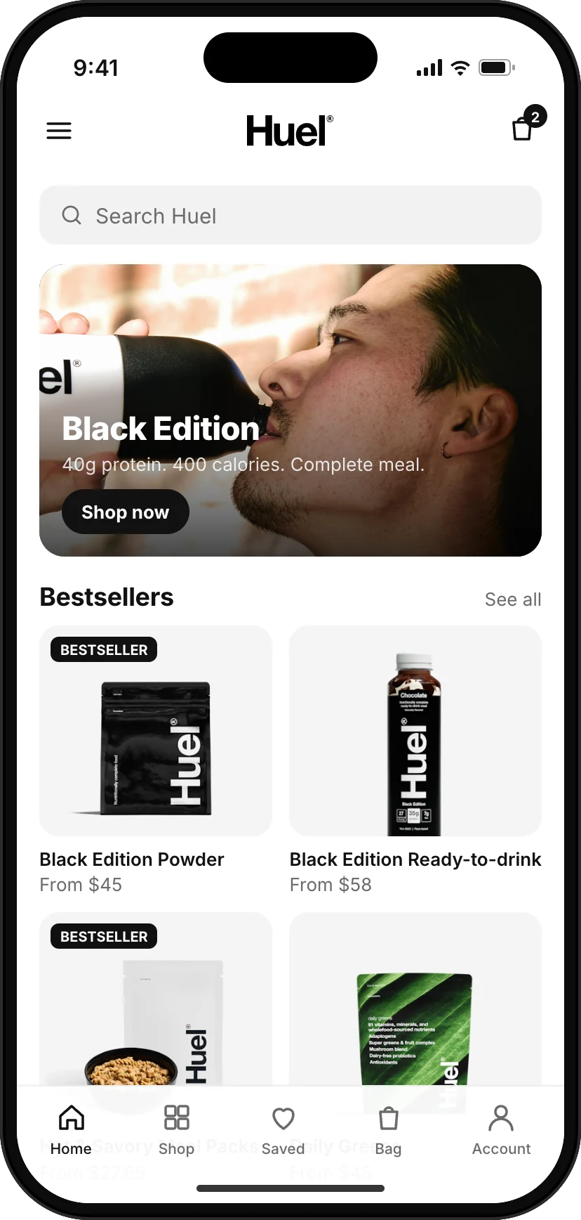 Huel as a mobile app (concept)