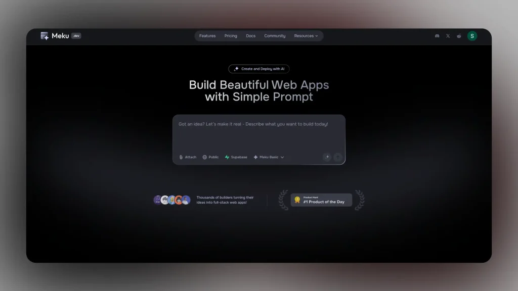 Screenshot of Meku.dev's website